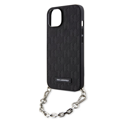 Case for Apple iPhone 14, Karl Lagerfeld, Saffiano Monogram Chain, Black