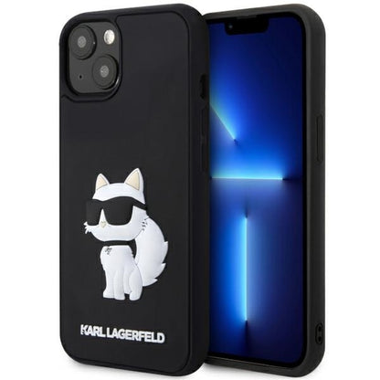 Hülle für Apple iPhone 14 Plus, Karl Lagerfeld, 3D Rubber Choupette, Schwarz
