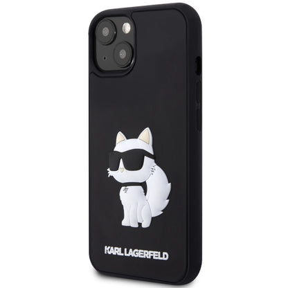 Hülle für Apple iPhone 14 Plus, Karl Lagerfeld, 3D Rubber Choupette, Schwarz