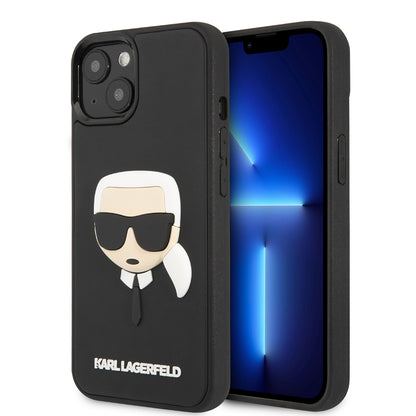 Hülle für Apple iPhone 14 Plus, Karl Lagerfeld, 3D Rubber Karl's Head, Schwarz