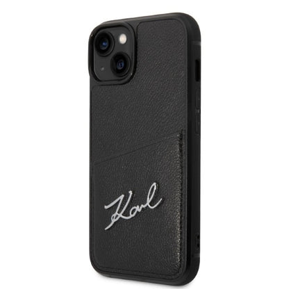 Hülle für Apple iPhone 14 Plus, Karl Lagerfeld, Cardslots Signature Logo, Schwarz