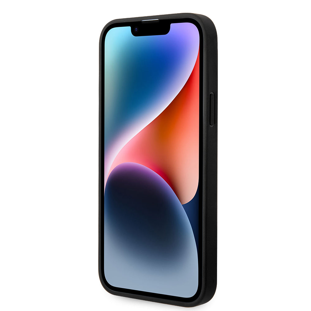 Hülle für Apple iPhone 14 Plus, Karl Lagerfeld, Glitter Flakes Ikonik Karl, Silbern