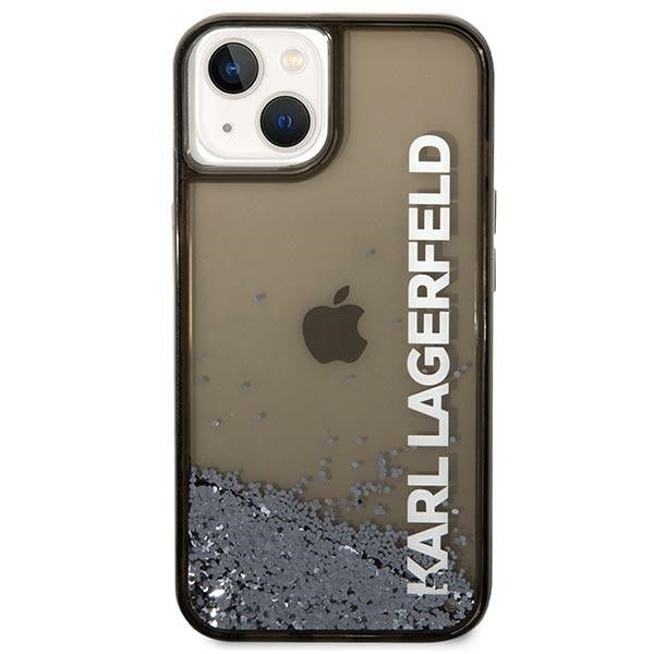 Hülle für Apple iPhone 14 Plus, Karl Lagerfeld, Liquid Glitter KL Logo, Schwarz