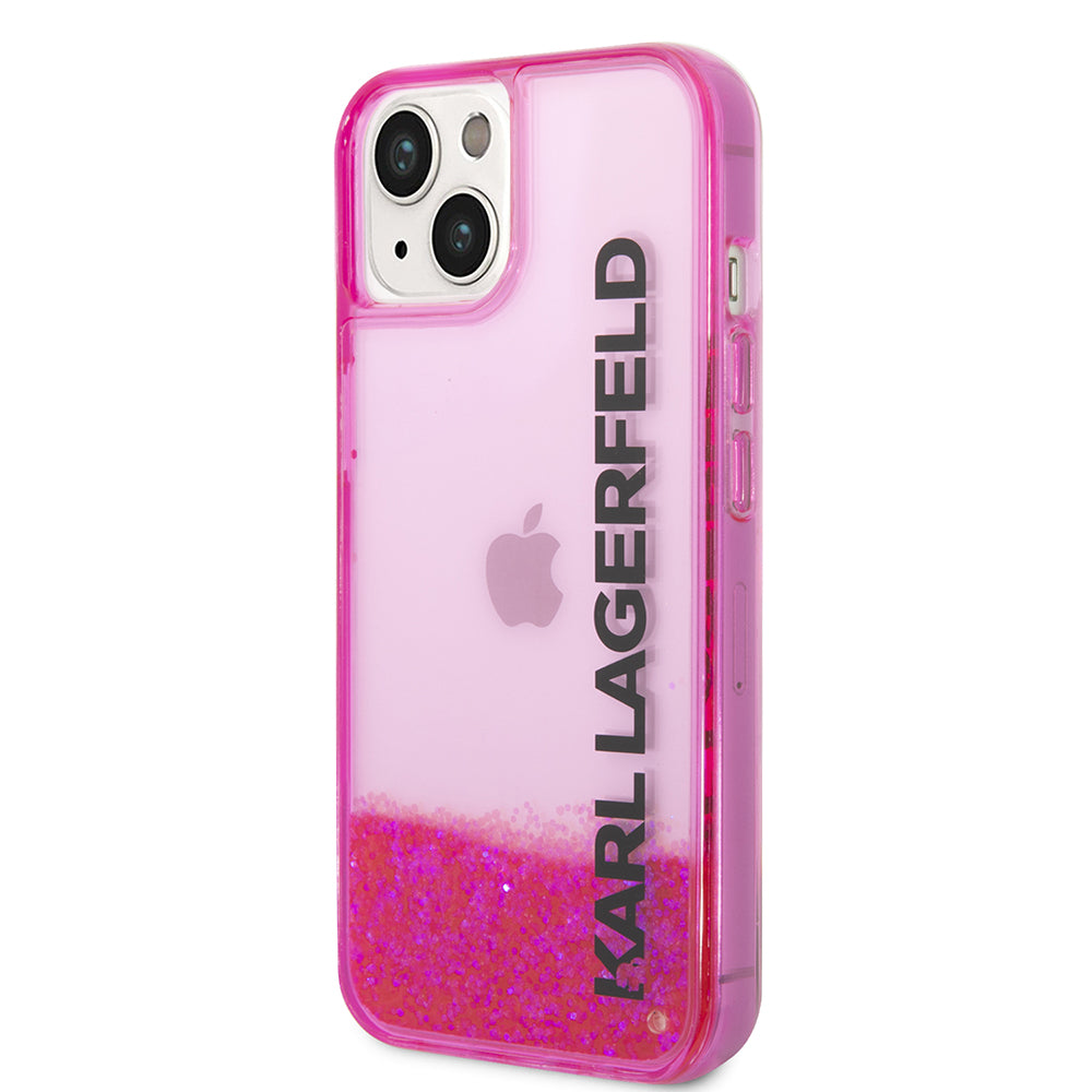 Hülle für Apple iPhone 14 Plus, Karl Lagerfeld, Liquid Glitter KL Logo, Rosa