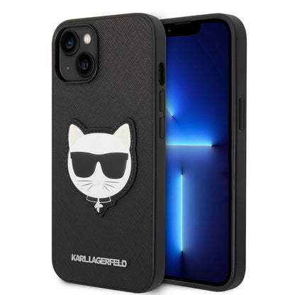 Hülle für Apple iPhone 14 Plus, Karl Lagerfeld, Saffiano Choupette's Head, Schwarz