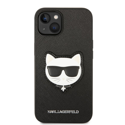 Hülle für Apple iPhone 14 Plus, Karl Lagerfeld, Saffiano Choupette's Head, Schwarz