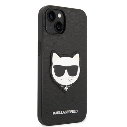 Hülle für Apple iPhone 14 Plus, Karl Lagerfeld, Saffiano Choupette's Head, Schwarz
