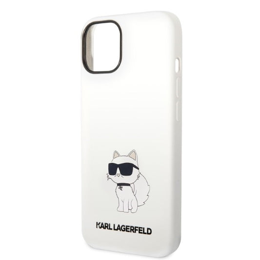 Hülle für Apple iPhone 14 Plus, Karl Lagerfeld, Silicone Choupette, Weiß