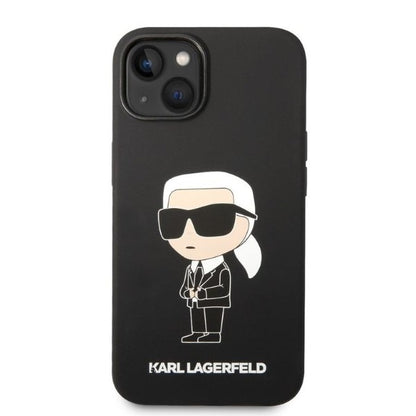 Hülle für Apple iPhone 14 Plus, Karl Lagerfeld, Silicone Ikonik Karl, Schwarz