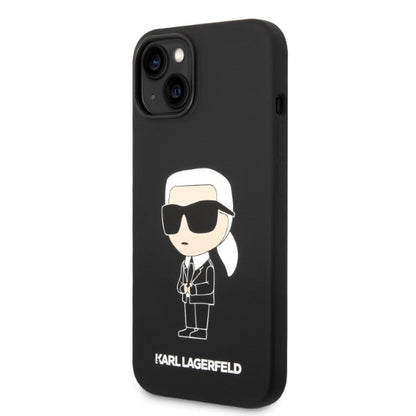 Hülle für Apple iPhone 14 Plus, Karl Lagerfeld, Silicone Ikonik Karl, Schwarz
