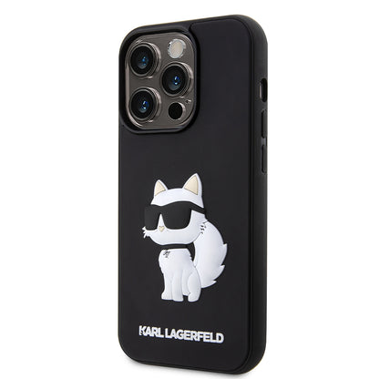 Hülle für Apple iPhone 14 Pro, Karl Lagerfeld, 3D Rubber Choupette, Schwarz