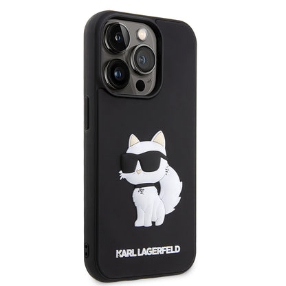 Hülle für Apple iPhone 14 Pro, Karl Lagerfeld, 3D Rubber Choupette, Schwarz