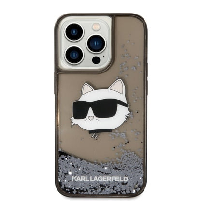 Case for Apple iPhone 14 Pro, Karl Lagerfeld, Glitter Choupette's Head, Black