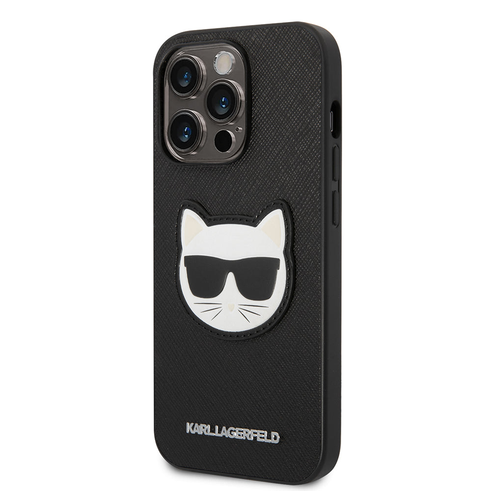Hülle für Apple iPhone 14 Pro, Karl Lagerfeld, Saffiano Choupette's Head, Schwarz