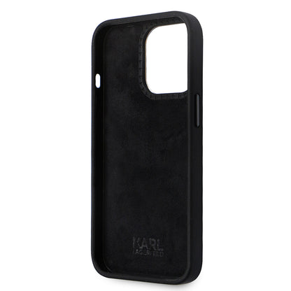 Hülle für Apple iPhone 14 Pro, Karl Lagerfeld, Silicone Choupette Metal, Schwarz