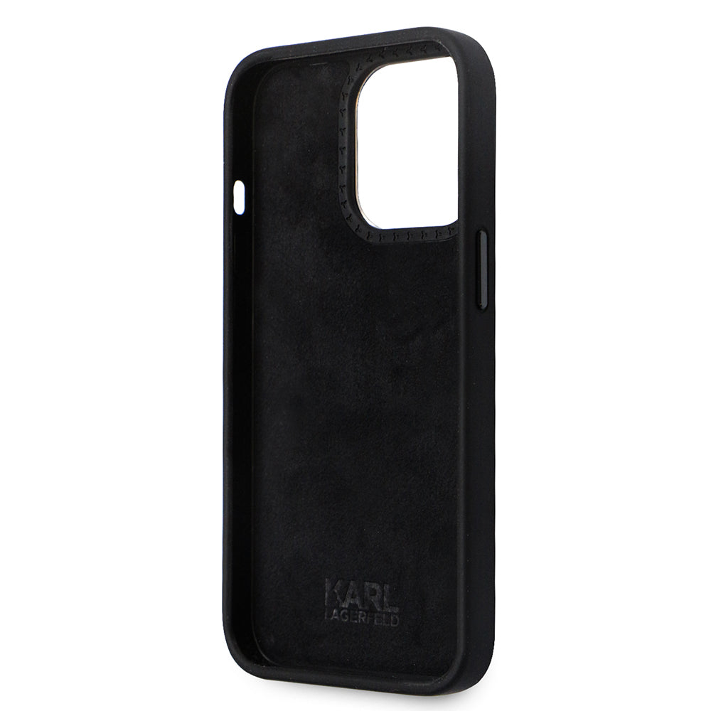 Case for Apple iPhone 14 Pro, Karl Lagerfeld, Silicone Ikonik Karl Metal, Black