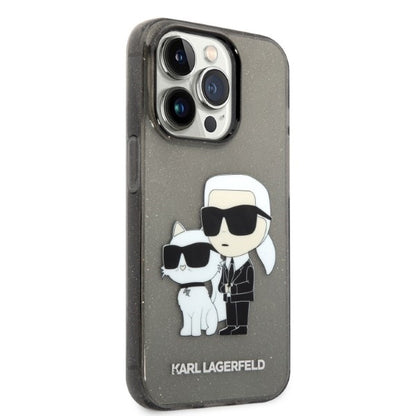 Hülle für Apple iPhone 14 Pro Max, Karl Lagerfeld, Glitter Karl & Choupette, Schwarz