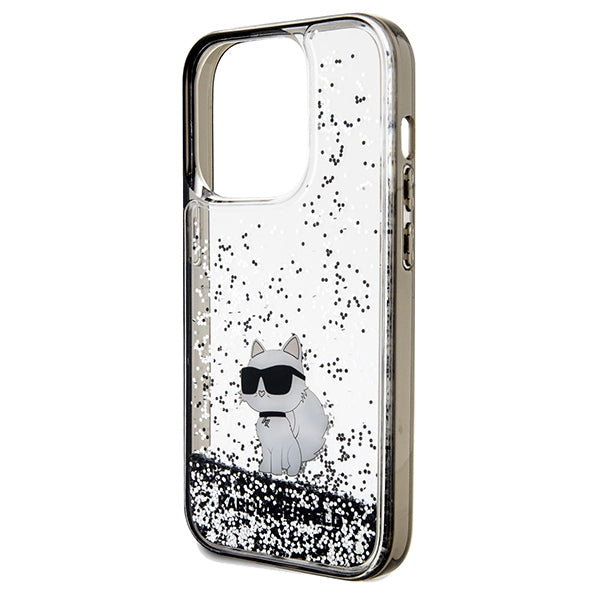 Hülle für Apple iPhone 14 Pro Max, Karl Lagerfeld, Liquid Glitter Choupette, Transparent