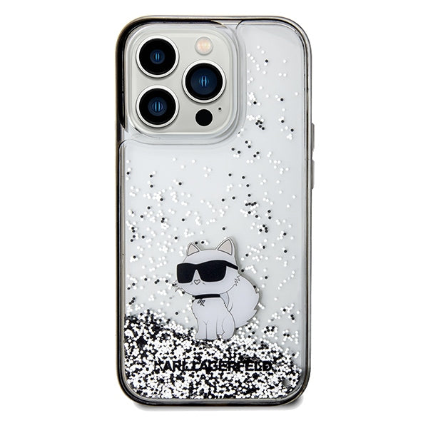 Hülle für Apple iPhone 14 Pro Max, Karl Lagerfeld, Liquid Glitter Choupette, Transparent