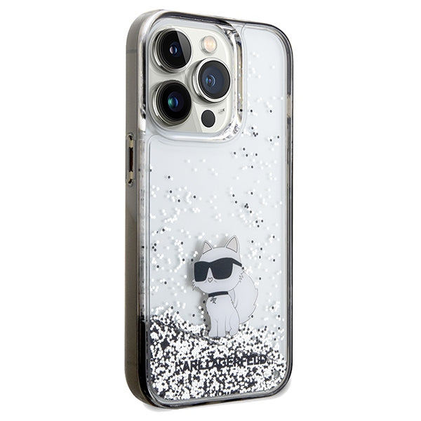 Hülle für Apple iPhone 14 Pro Max, Karl Lagerfeld, Liquid Glitter Choupette, Transparent