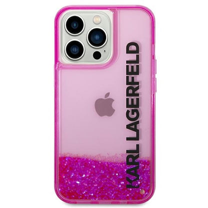 Hülle für Apple iPhone 14 Pro Max, Karl Lagerfeld, Liquid Glitter KL Logo, Rosa