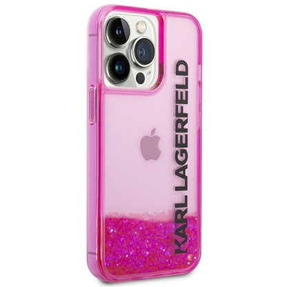 Hülle für Apple iPhone 14 Pro Max, Karl Lagerfeld, Liquid Glitter KL Logo, Rosa