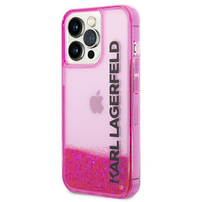 Hülle für Apple iPhone 14 Pro Max, Karl Lagerfeld, Liquid Glitter KL Logo, Rosa