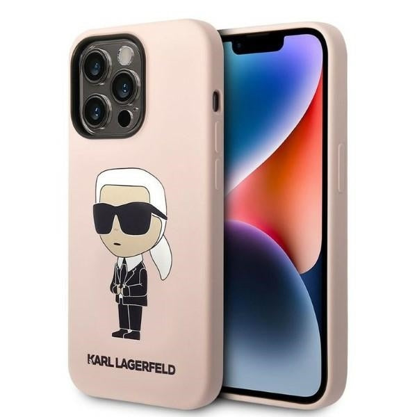 Hülle für Apple iPhone 14 Pro Max, Karl Lagerfeld, Silicone Ikonik NFT, Rosa