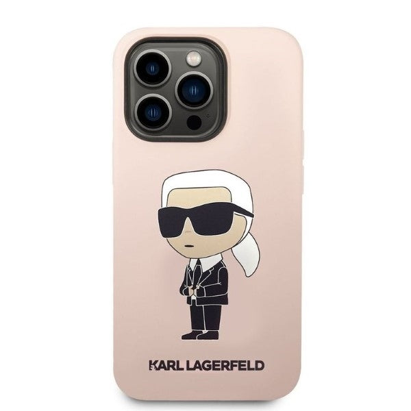 Hülle für Apple iPhone 14 Pro Max, Karl Lagerfeld, Silicone Ikonik NFT, Rosa