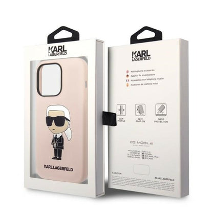 Hülle für Apple iPhone 14 Pro Max, Karl Lagerfeld, Silicone Ikonik NFT, Rosa