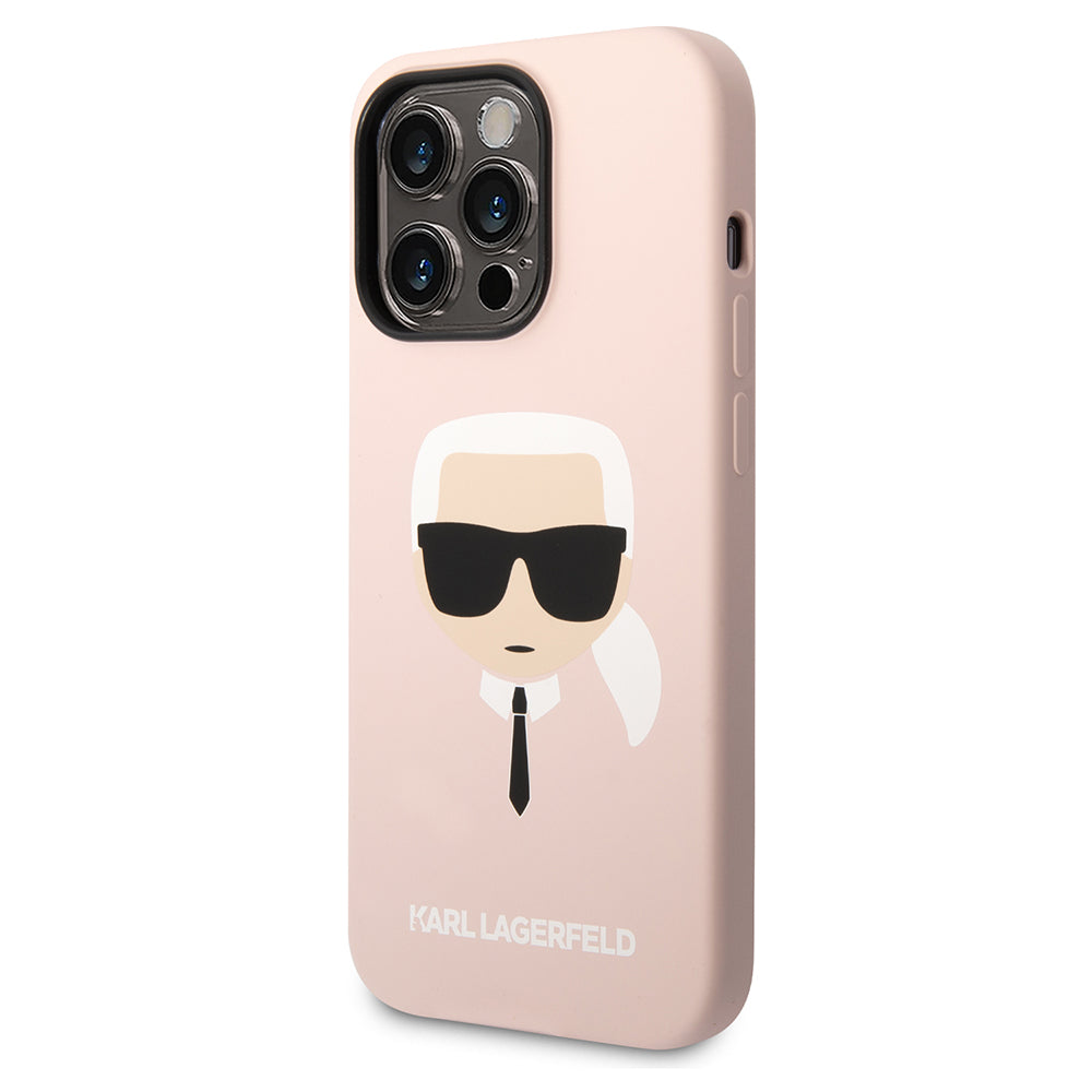 Hülle für Apple iPhone 14 Pro Max, Karl Lagerfeld, Silicone Karl's Head, Rosa