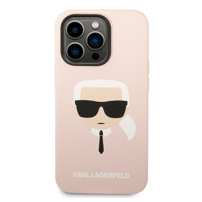 Hülle für Apple iPhone 14 Pro Max, Karl Lagerfeld, Silicone Karl's Head, Rosa