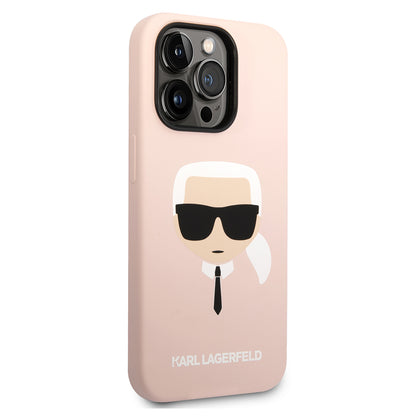 Hülle für Apple iPhone 14 Pro Max, Karl Lagerfeld, Silicone Karl's Head, Rosa