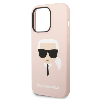 Hülle für Apple iPhone 14 Pro Max, Karl Lagerfeld, Silicone Karl's Head, Rosa