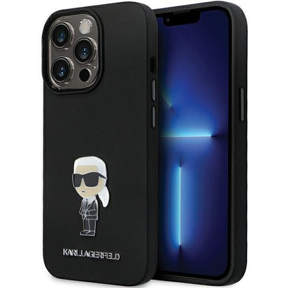 Case for Apple iPhone 14 Pro Max, Karl Lagerfeld, Silicone Ikonik Karl Metal, Black