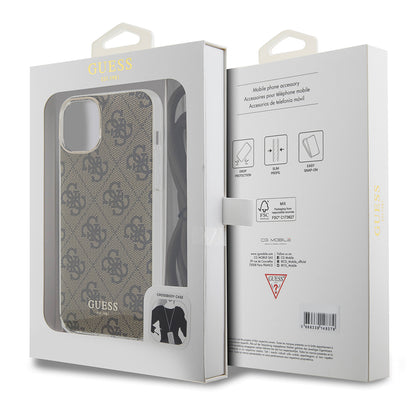 Hülle für Apple iPhone 15, Guess, 4G IML Printed Crossbody, Braun