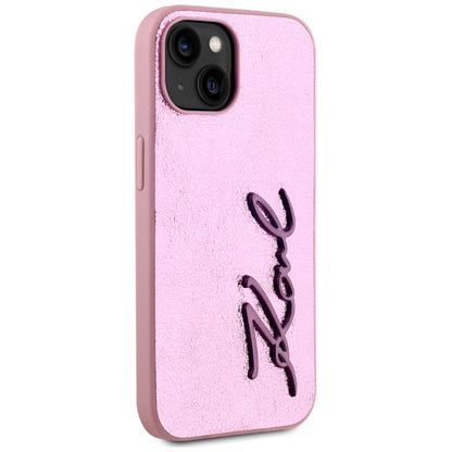 Hülle für Apple iPhone 15, Karl Lagerfeld, Metal Signature, Rosa