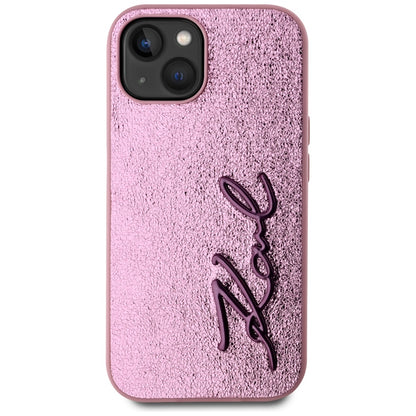 Hülle für Apple iPhone 15, Karl Lagerfeld, Metal Signature, Rosa