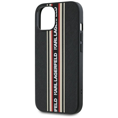 Hülle für Apple iPhone 15, Karl Lagerfeld, Saffiano Athleisure Stripes with Strap, Rosie