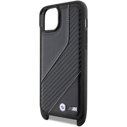 Hülle für Apple iPhone 15 Plus, BMW, M Edition Carbon Stripe & Strap, Schwarz