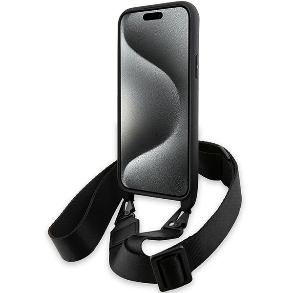 Hülle für Apple iPhone 15 Plus, BMW, M Edition Carbon Stripe & Strap, Schwarz