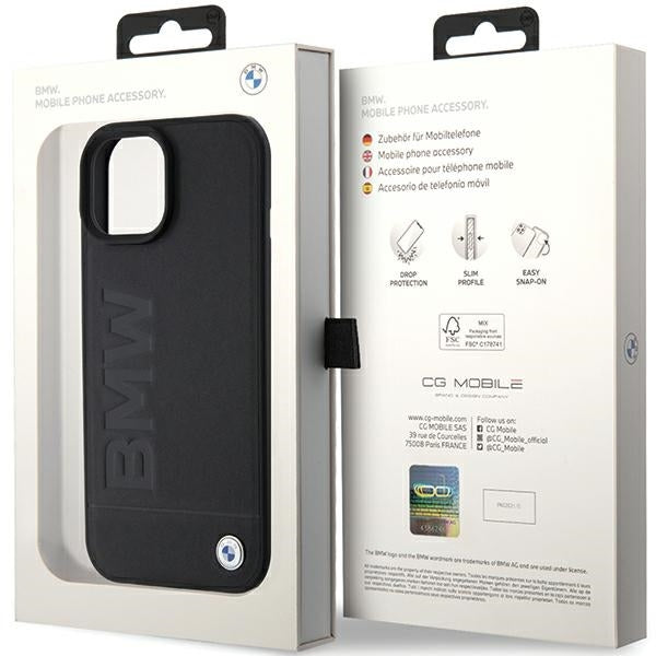 Hülle für Apple iPhone 15 Plus, BMW, Natural Hot Stamp, Schwarz