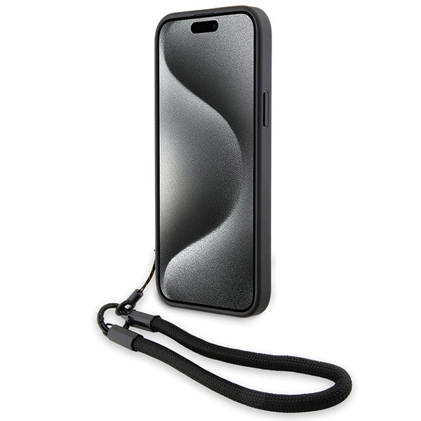 Hülle für Apple iPhone 15 Plus, BMW, Signature Wordmark Cord, Schwarz