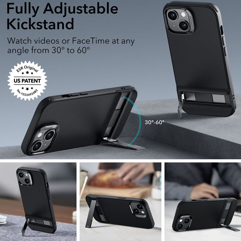Case for Apple iPhone 15 Plus, ESR, Air Shield Boost Kickstand, Black