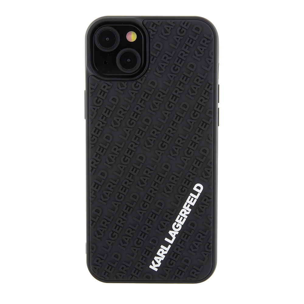 Hülle für Apple iPhone 15 Plus, Karl Lagerfeld, 3D Rubber Multi Logo, Schwarz