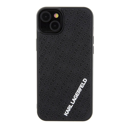 Hülle für Apple iPhone 15 Plus, Karl Lagerfeld, 3D Rubber Multi Logo, Schwarz