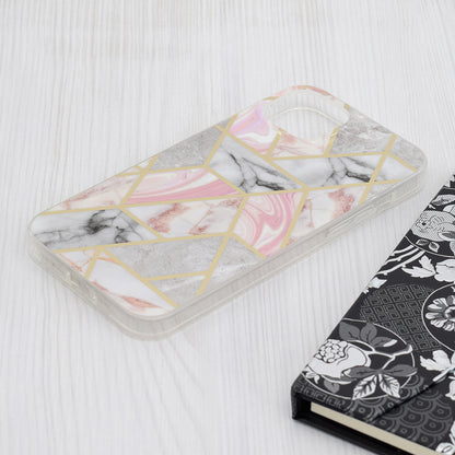 Hülle für Apple iPhone 15 Plus, Techsuit, Marble, Rosa