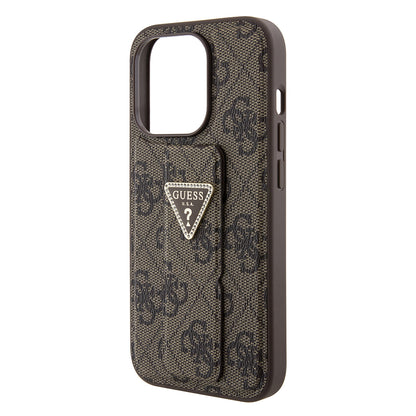 Case for Apple iPhone 15 Pro, Guess, Grip Stand 4G Triangle Strass, Brown