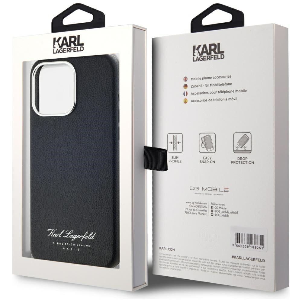 Hülle für Apple iPhone 15 Pro, Karl Lagerfeld, Grained Hotel RSG, Schwarz