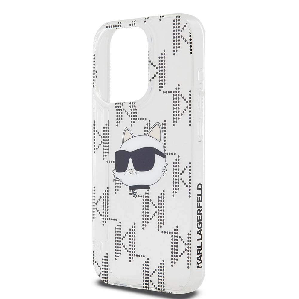 Hülle für Apple iPhone 15 Pro, Karl Lagerfeld, IML Electroplated Choupette Head, Transparent